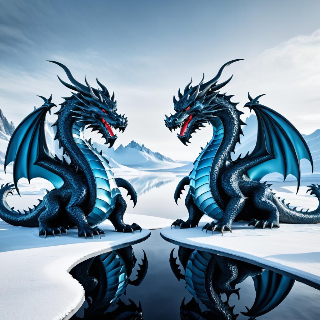 Dragons in Icy Tundra: Photorealistic Art