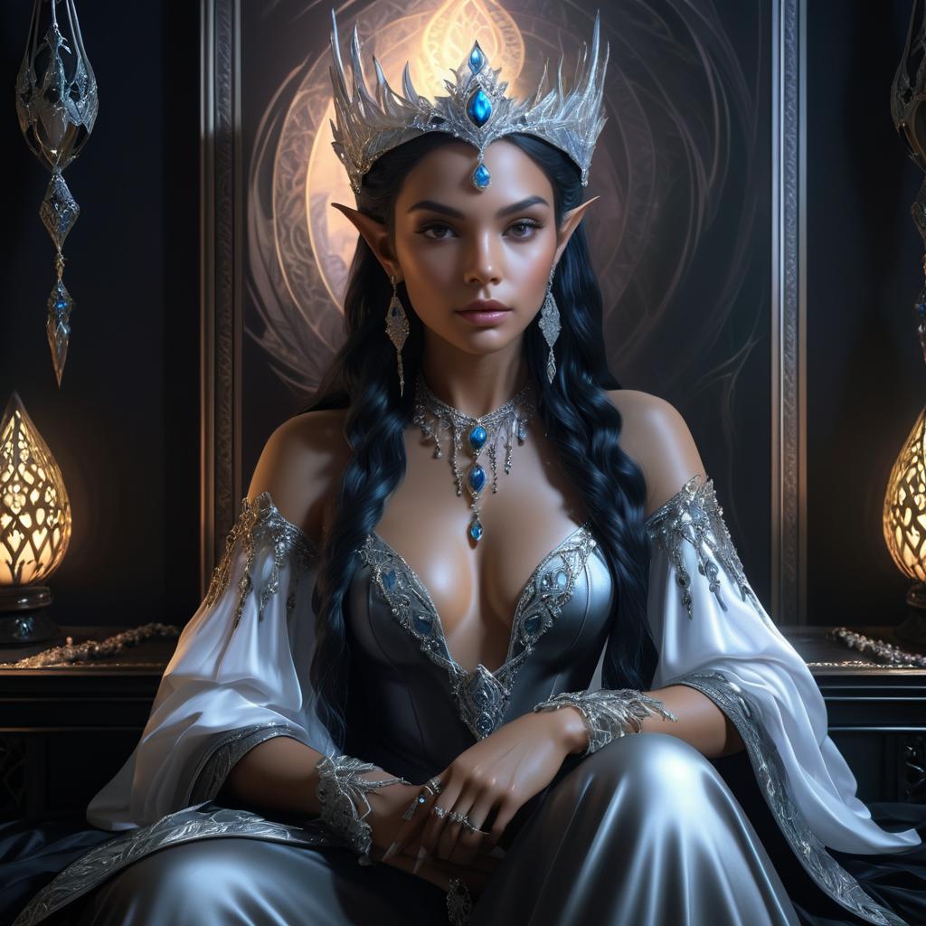 Haunting Elf Queen in Dark Fantasy Art