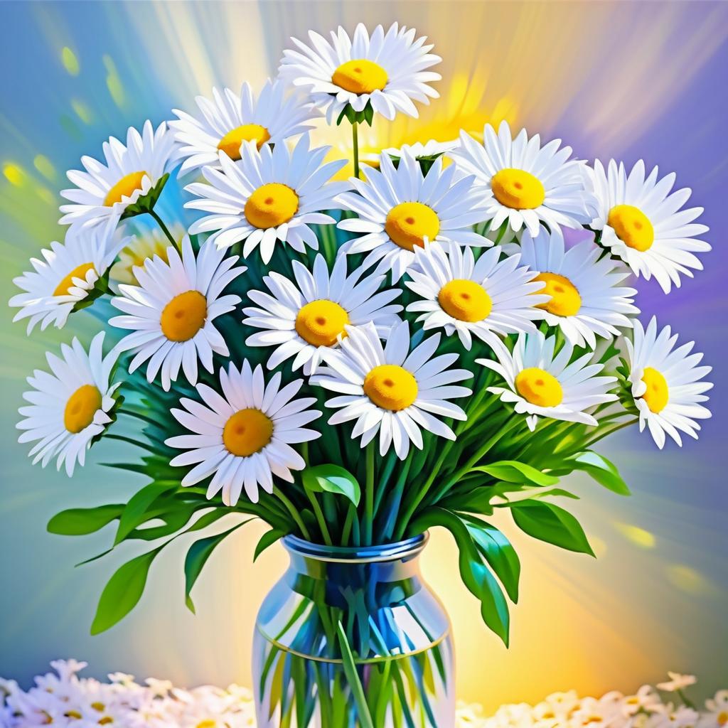 Monet-Style Daisies Bouquet Portrait