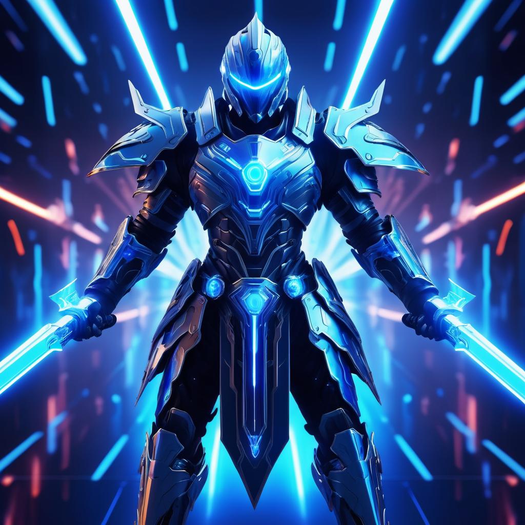 Futuristic Cybernetic Warrior with Plasma Sword