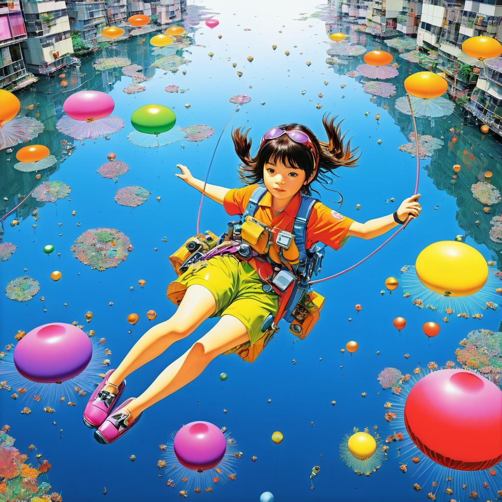 Colorful Floating Girl in Masterpiece Wallpaper