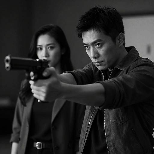 Intense Black and White Tense Scene