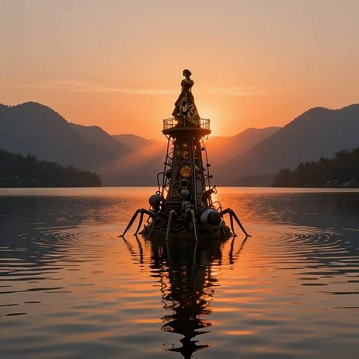 Surreal Victorian Tower at Sunset