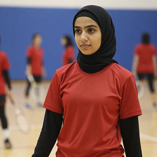 Young Woman Athlete in Black Hijab