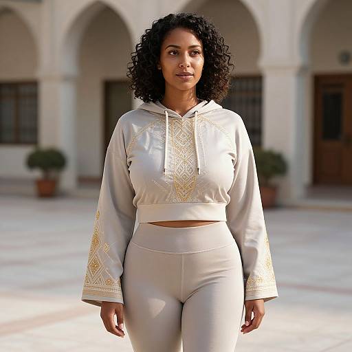 Elegant Muslim Woman in Urban Mosque Courtyard