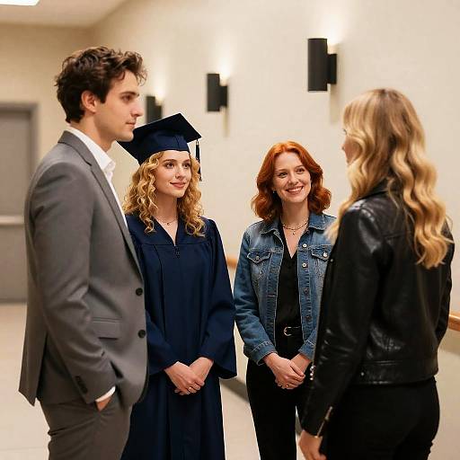 Group Photo in a Stylish Hallway
