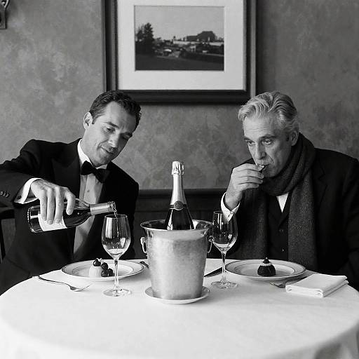 Elegant Black-and-White Dining Scene