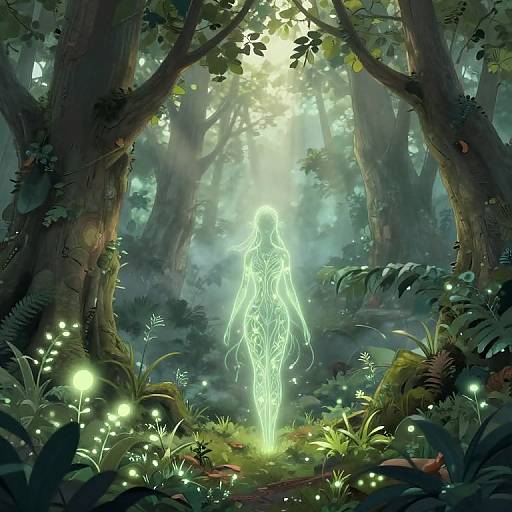 Serene Forest Spirit in Magical Realism
