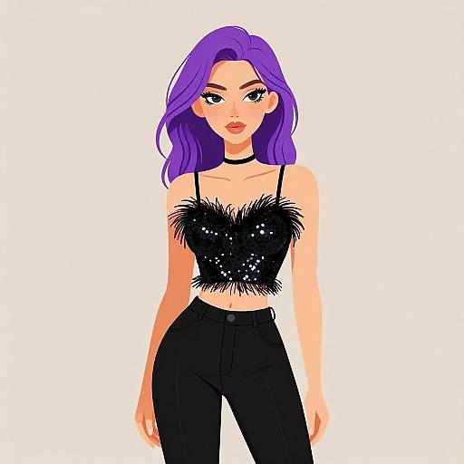 Stylish Woman in Sequined Crop Top