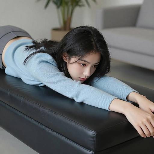 Young Woman Reclining on Ottoman