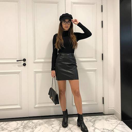 Chic Indoor Fashion: Black Ensemble Style