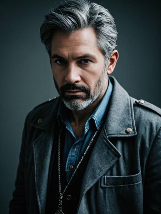Man in Stylish Grey Coat Portrait
