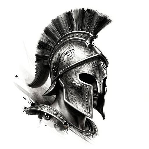 Spartan Helmet Tribal Tattoo Design