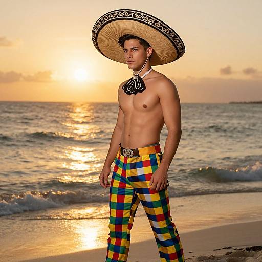 Stylish Young Man in Mexican Festival Attire