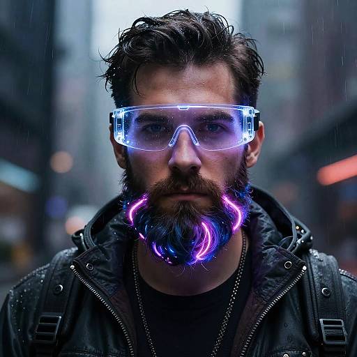 Futuristic Cyberpunk Beard Character
