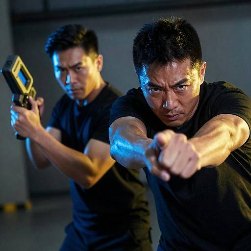 Dynamic Action Scene with Two Men