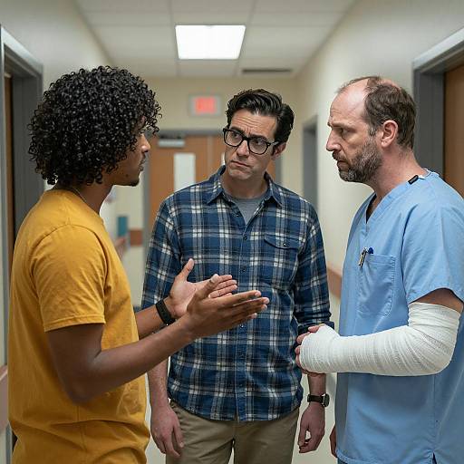 Three Men in a Hospital Hallway