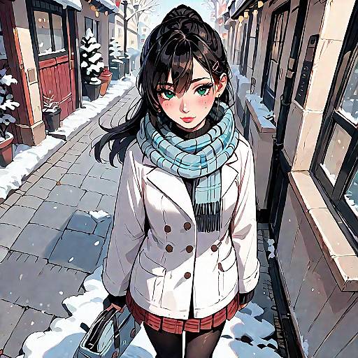 Cute Anime Girl in Winter Attire
