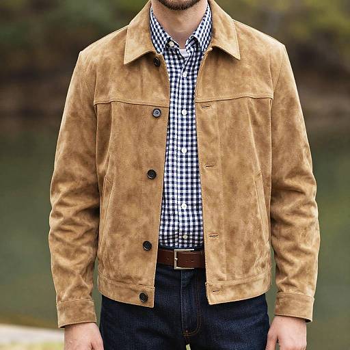 Casual Man in Camel Suede Jacket