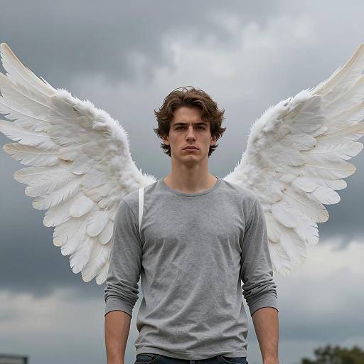 Young Man with Angel Wings