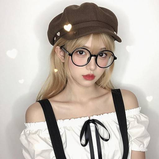 Young Woman with Heart-Shaped Lights