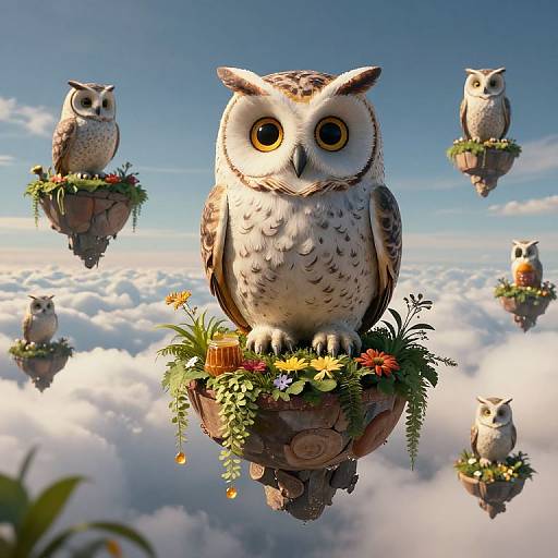 Sentient Owls in Floating Gardens