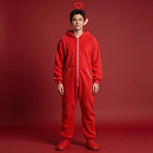 Man Wearing Red Teletubby Costume