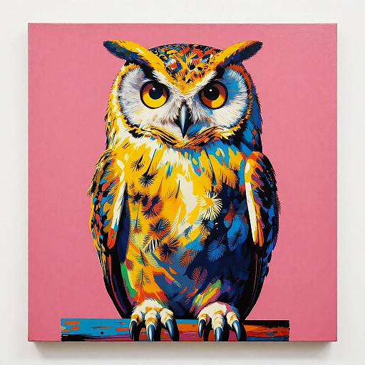 Colorful Pop Art Owl Painting