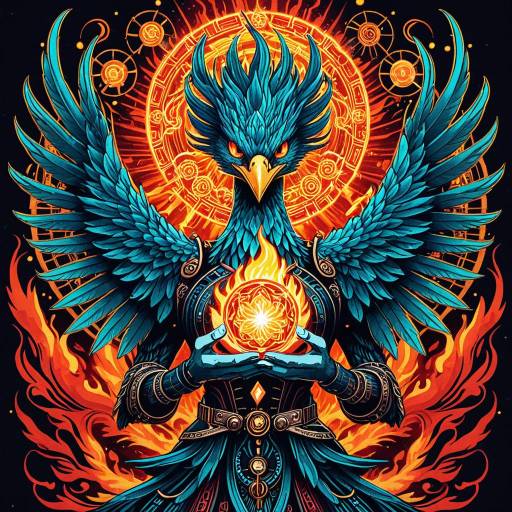 Anime-Style Phoenix with Fiery Glowing Essence
