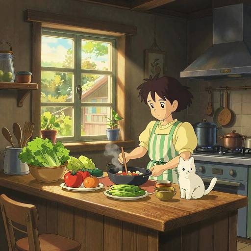 Cozy Studio Ghibli Kitchen Scene