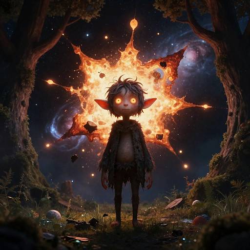 Whimsical Forest Spirit with Glowing Eyes