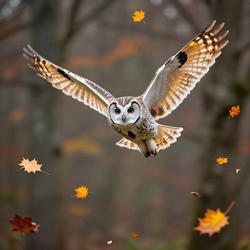 Owls in Formal Suits Amid Autumn Leaves