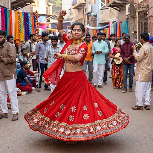 Graceful Punjabi Woman Dancing in Market