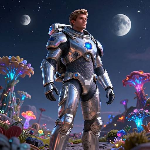 Heroic Space Explorer on Alien Planet