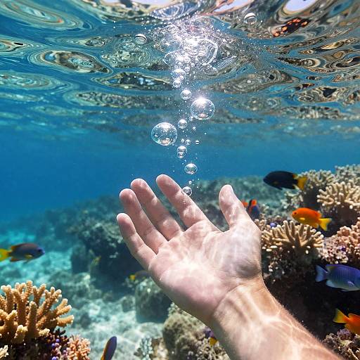 Ethereal Underwater Hand Holding Scene