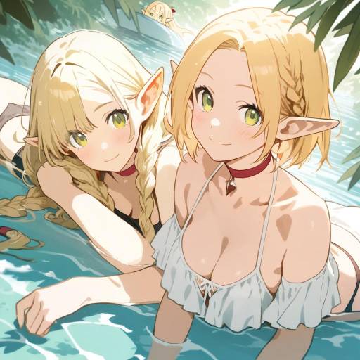 Elven Beauty in Swimsuits at Water
