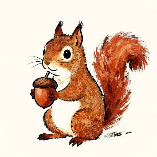 Yoshitomo Nara-Inspired Mischievous Squirrel