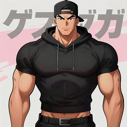 Muscular Anime Male in Bara Style