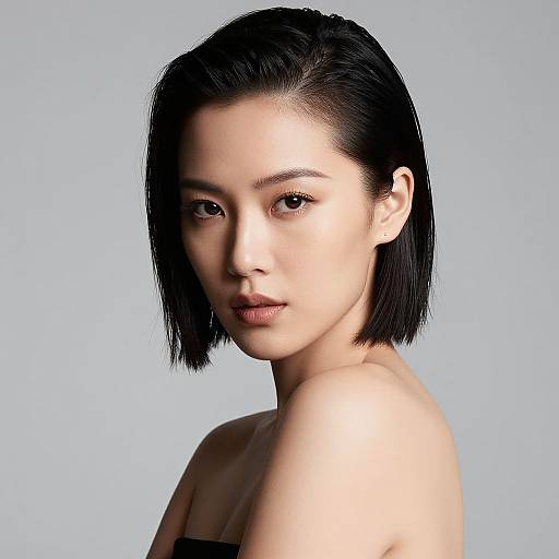 Elegant Woman with Slicked-Back Bob