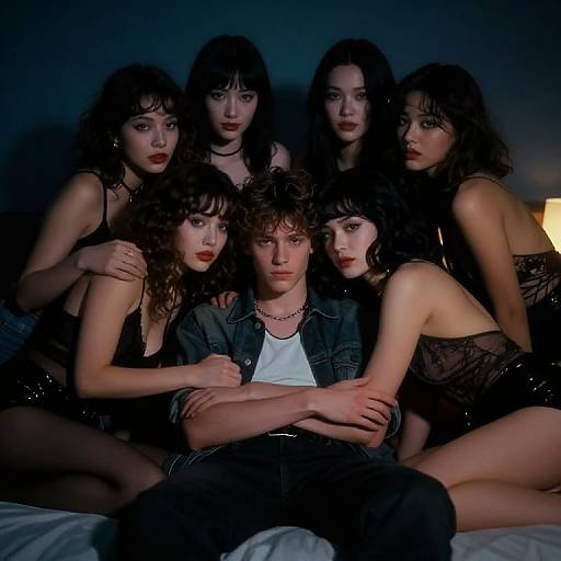 Cyberpunk Midnight Embrace Scene