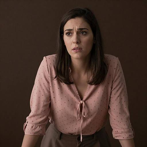 Woman in Pink Polka-Dot Tied Blouse
