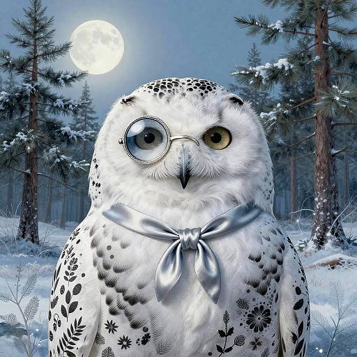 Snowy Owl with Silver Monocle
