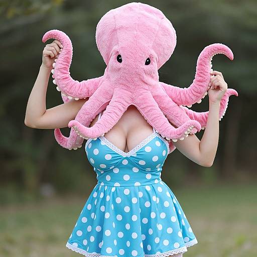 Playful Woman in Octopus Costume