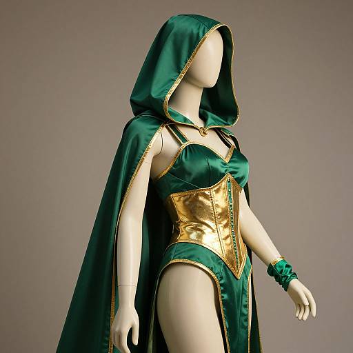Vibrant Green and Gold Mannequin Costume