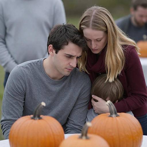 Family Comforting at Pumpkin Patch