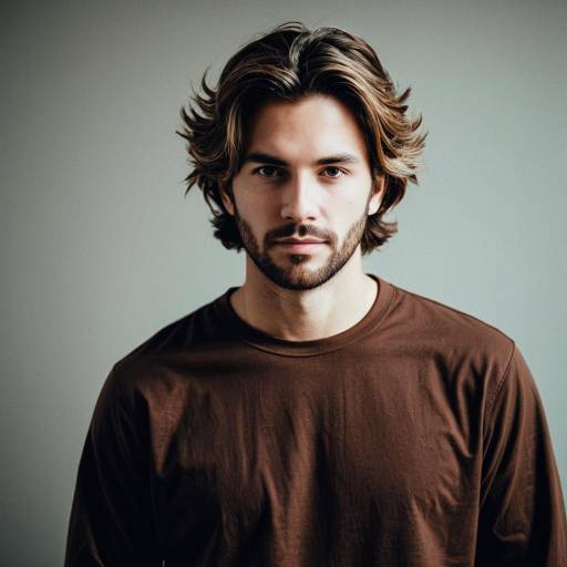 Portrait of Casual Man with Brown Long Sleeve Shirt
