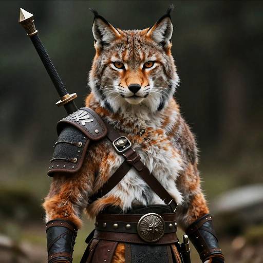 Anthropomorphic Lynx Warrior with Sword