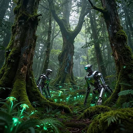 Bioluminescent Robotic Ancient Forest