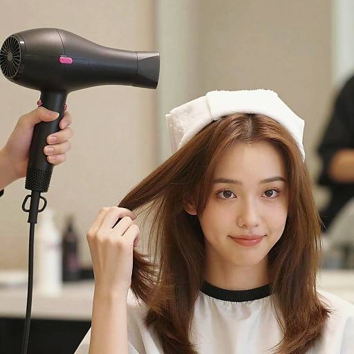 Young Woman Getting Hair Blowout
