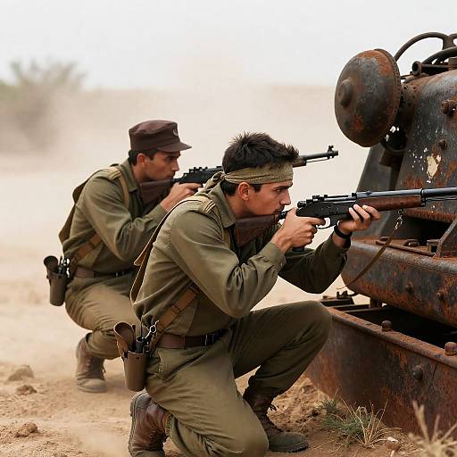 Two Soldiers in Rugged Desert Standoff